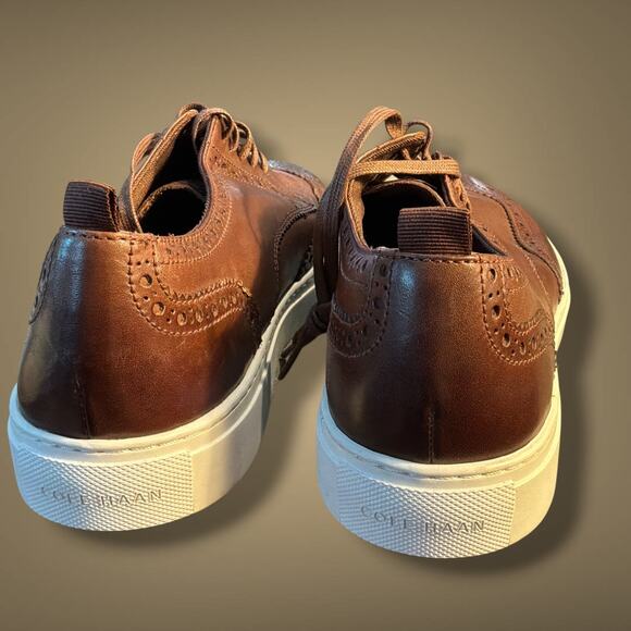 NWOT Men\'s 10.5 COLE HAAN Grand Series Winslow Brown Leather Wingtip Sneakers main image 7